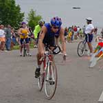 biker leaving transition