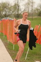 Racer in transition area